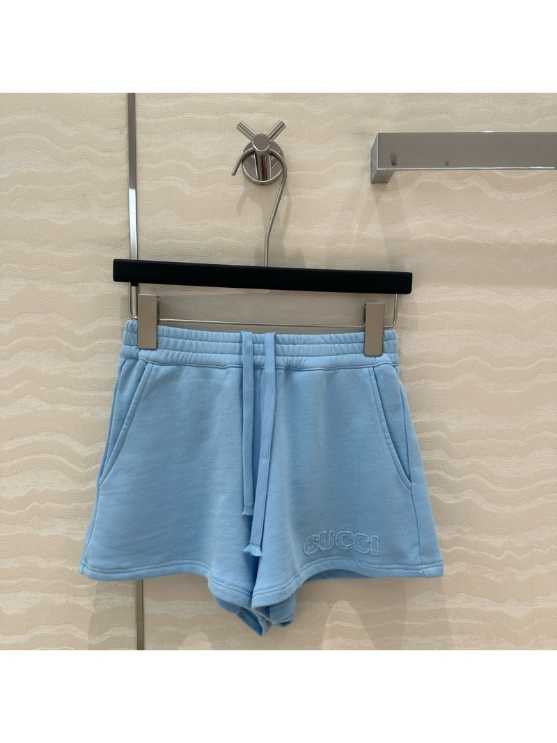 Gucci GG Capsule Collection Washed Cotton Shorts Light Blue
