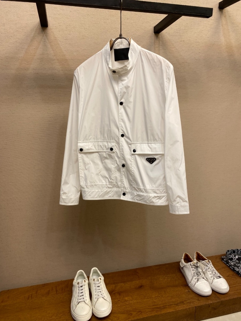 Prada 2025 Dynamic Stand-Collar Jacket White