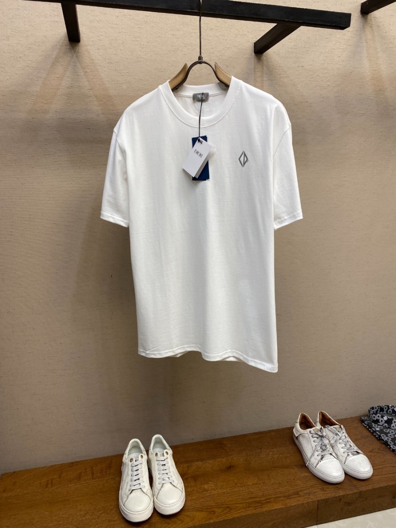 Dior Micro-Logo Embroidered Casual T-Shirt Crisp White