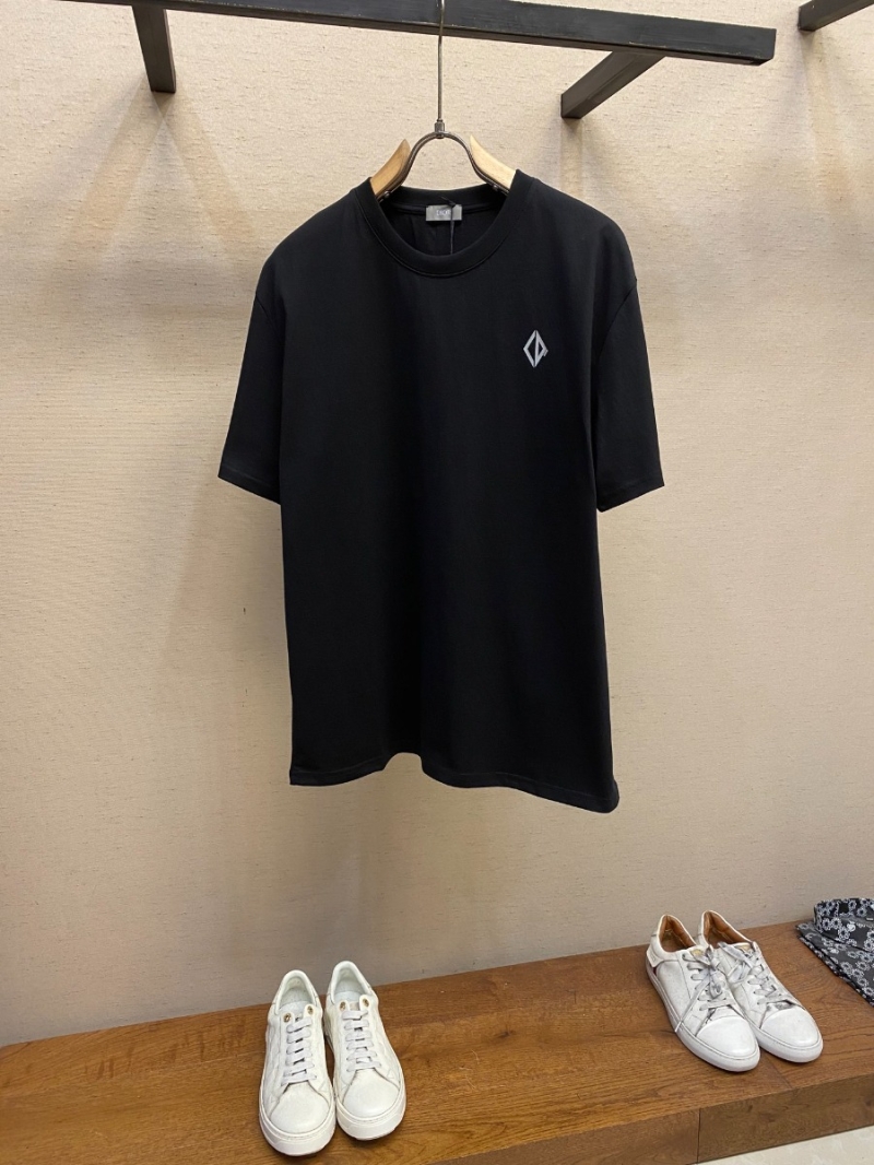 Dior Micro-Logo Embroidered Casual T-Shirt Classic Black