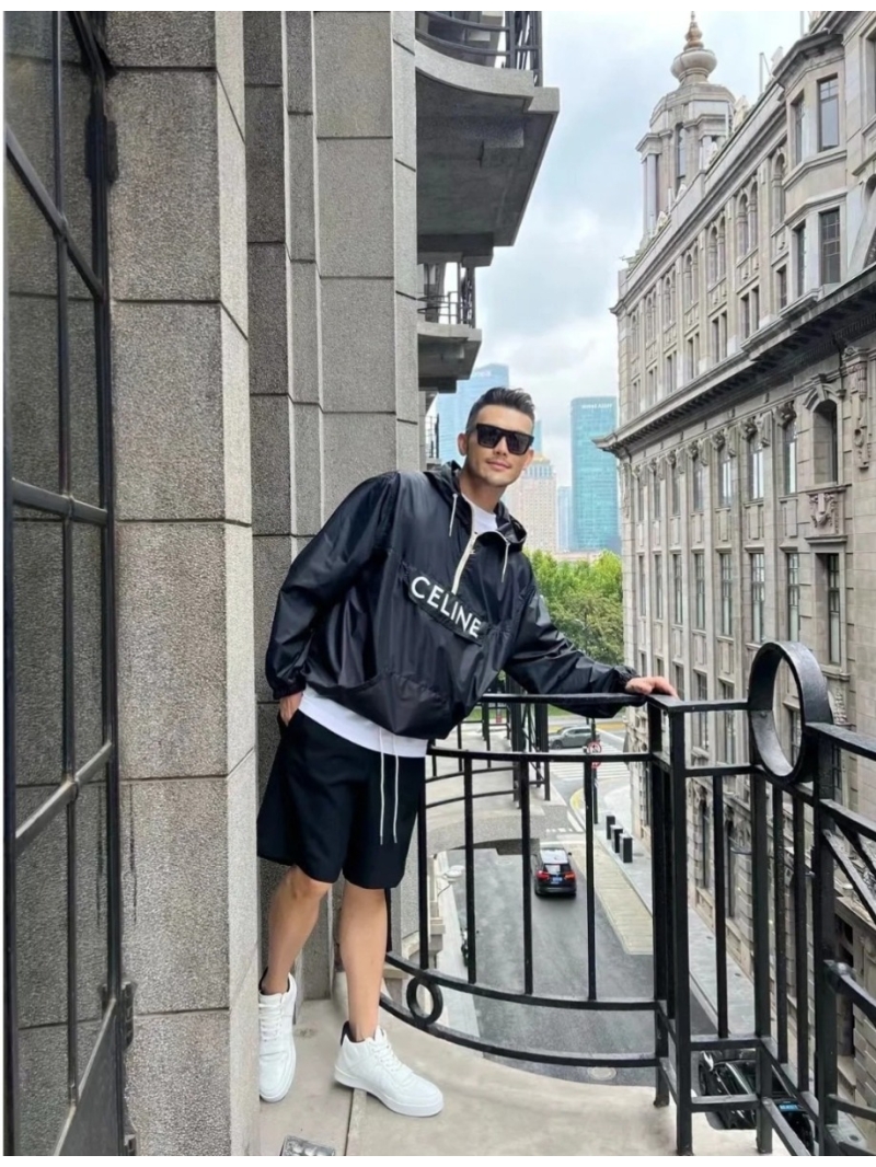 Celine Unisex New Collection Hooded Windbreaker in Black
