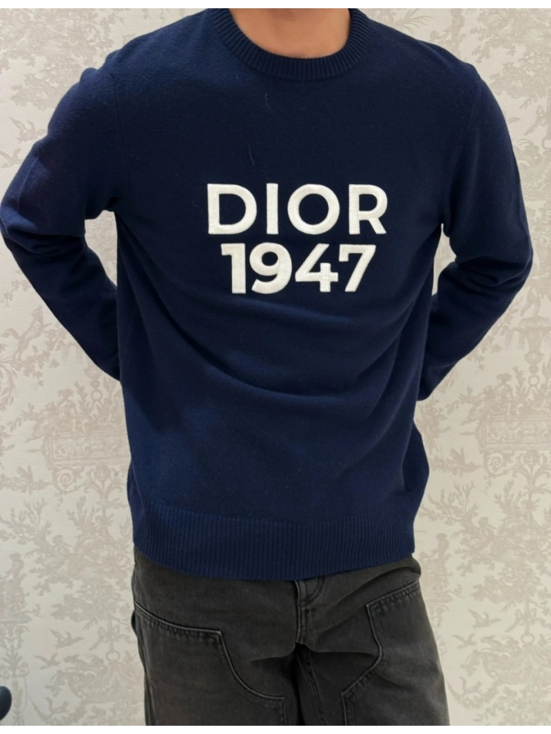 Dior 1947 Embroidered Cashmere Sweater – Navy Blue