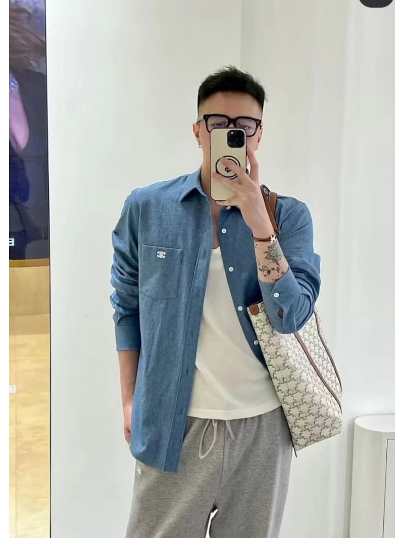Celine Triomphe Embroidered Denim Shirt