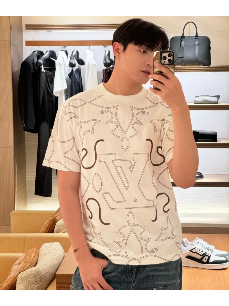 Louis Vuitton LV Embroidered Outline Short Sleeve T-Shirt - White