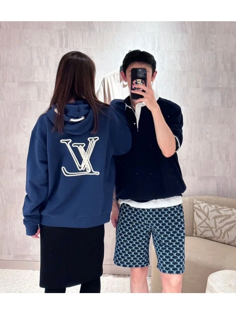 Louis Vuitton LV New Collection Rope-Embroidered Logo Hoodie – Navy