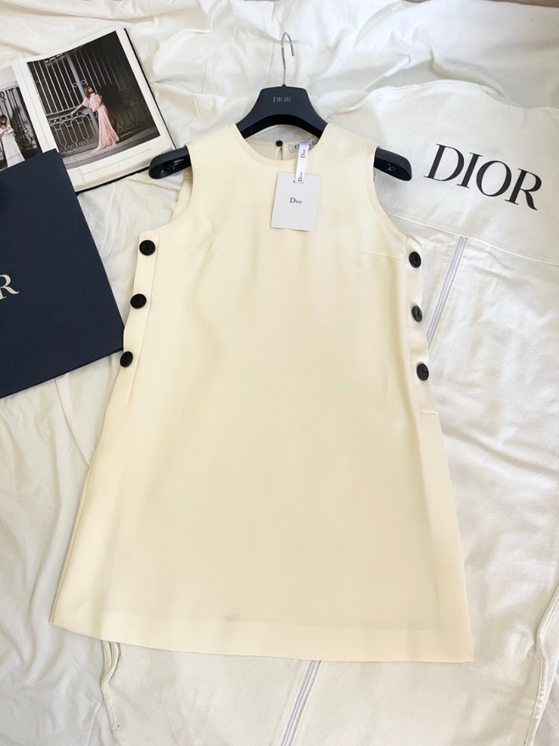 Dior Exclusive Limited-Edition Side Button Wool-Silk Sleeveless Dress