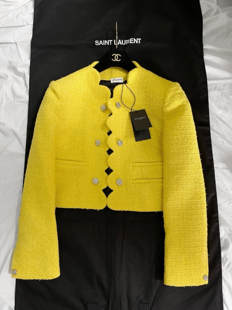 YSL Saint Laurent Exclusive Limited-Edition Cropped Tweed Jacket – Yellow