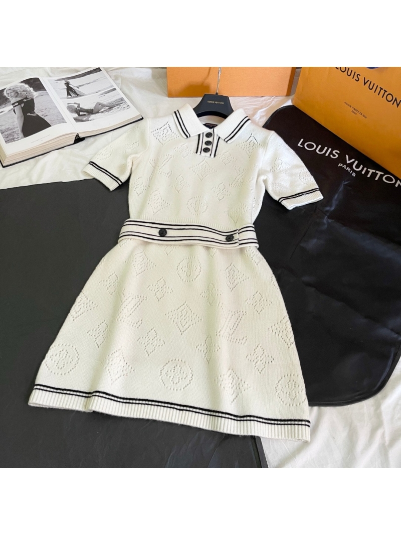 Louis Vuitton LV Exclusive Limited-Edition Nautical Eyelet Knit Wool Cashmere Polo Dress