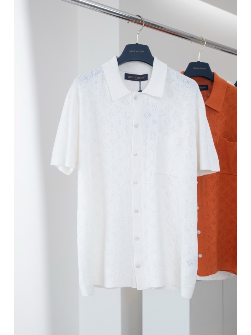Louis Vuitton LV 24 Monogram Mesh Cotton Short-Sleeve Shirt White