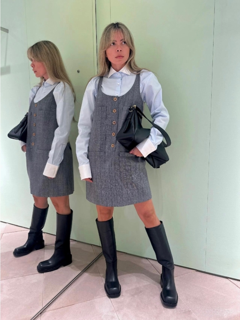 Prada Academy-Style Striped Wool Vest Dress