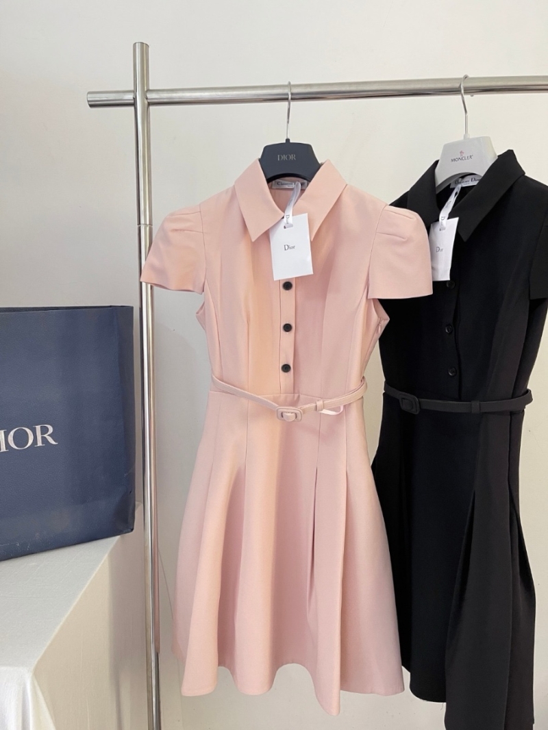 Dior Exclusive Limited-Edition Button-Front Belted Fit & Flare Dress Pink