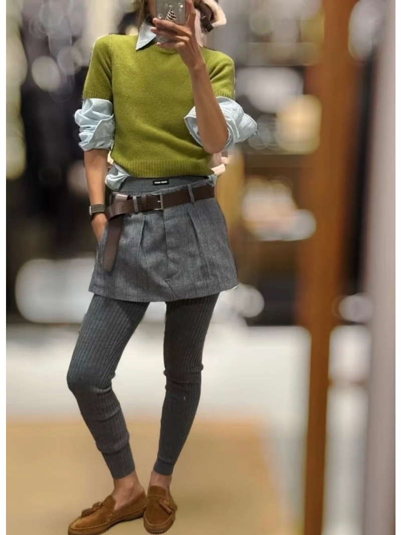 Prada Grey Pinstripe Wool Low-Waist Mini Skirt