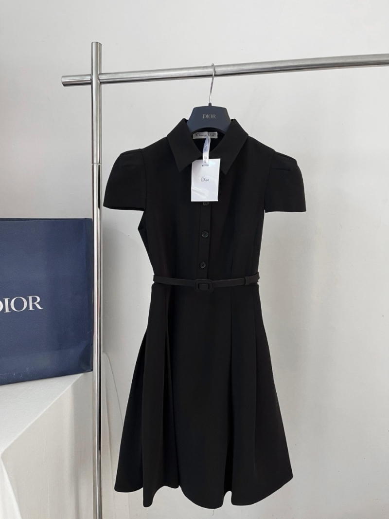 Dior Exclusive Limited-Edition Button-Front Belted Fit & Flare Dress Black
