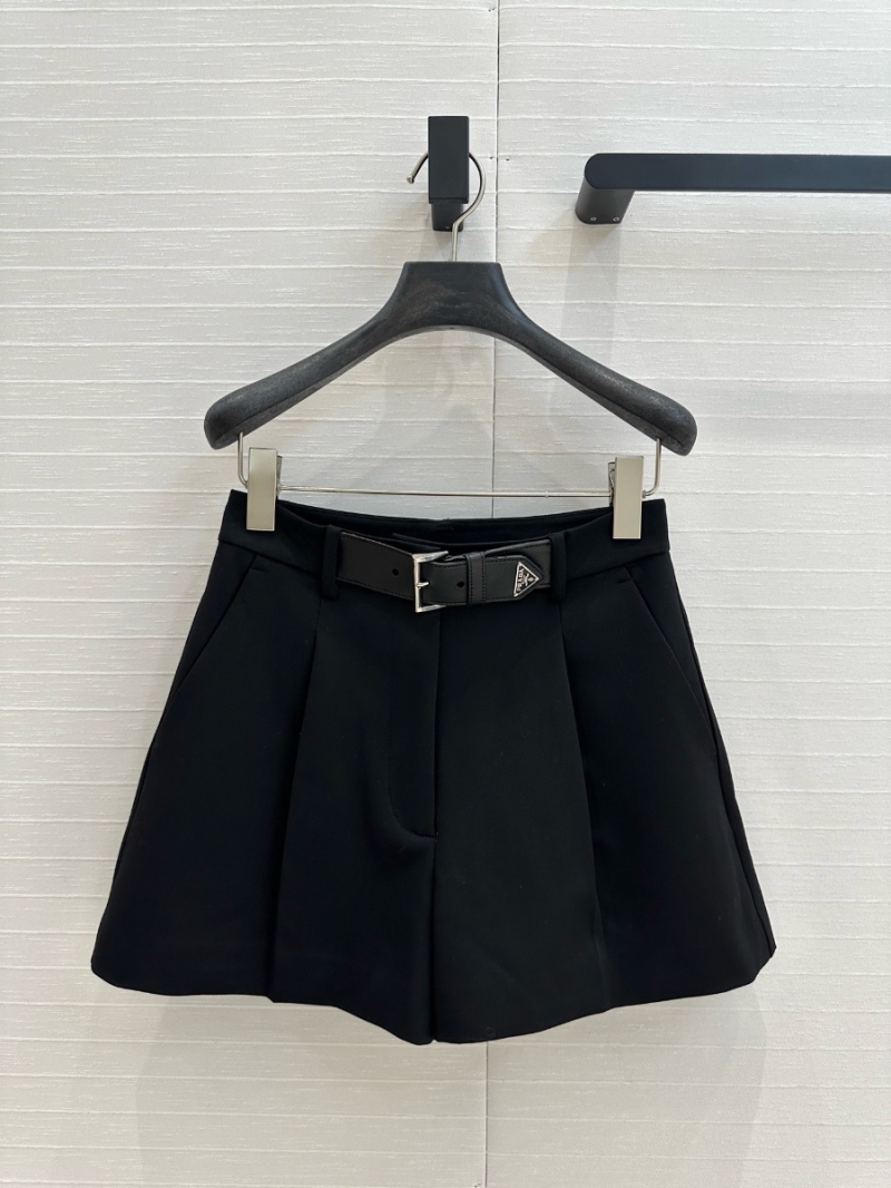 Prada Elegant Style High waist Suit Shorts with Belt