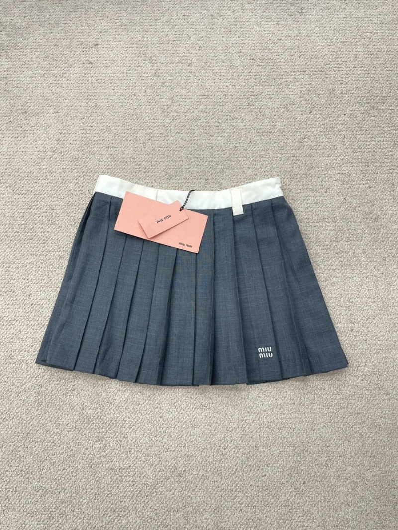 Miu Miu 24FW Academic Pleated Midi Skirt - Korean Style Edition