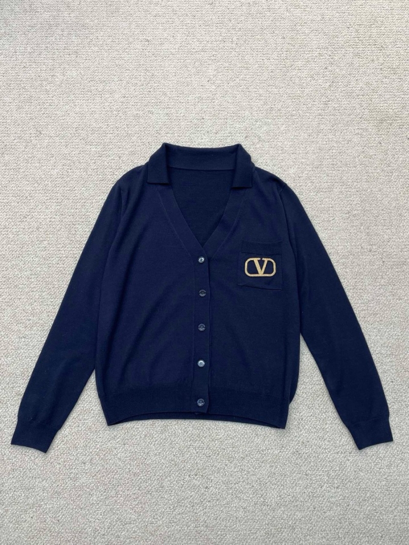 Valentino 2024 Early Autumn Navy Blue Wool Cardigan