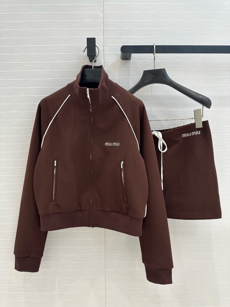 Miu Miu Sporty Chic Drawstring Jacket & Low-Waist Skirt Set - Sweet & Edgy Combo