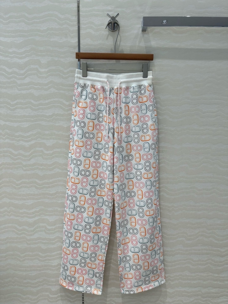 Hermes Chaine d’Ancre Printed Jersey Cotton Straight-Leg Casual Pants