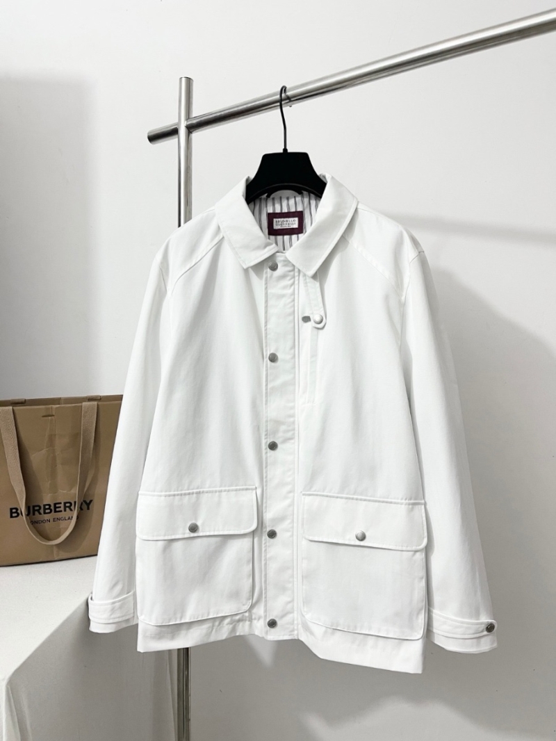 Brunello Cucinelli Exclusive Limited-Edition Raglan Sleeve Military Cotton Jacket White
