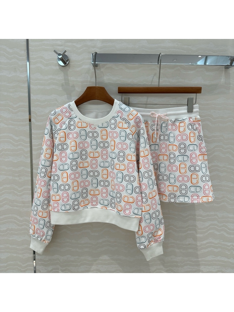 Hermes Chaine d’Ancre Printed Jersey Cotton Sweatshirt & Drawstring Skirt Set