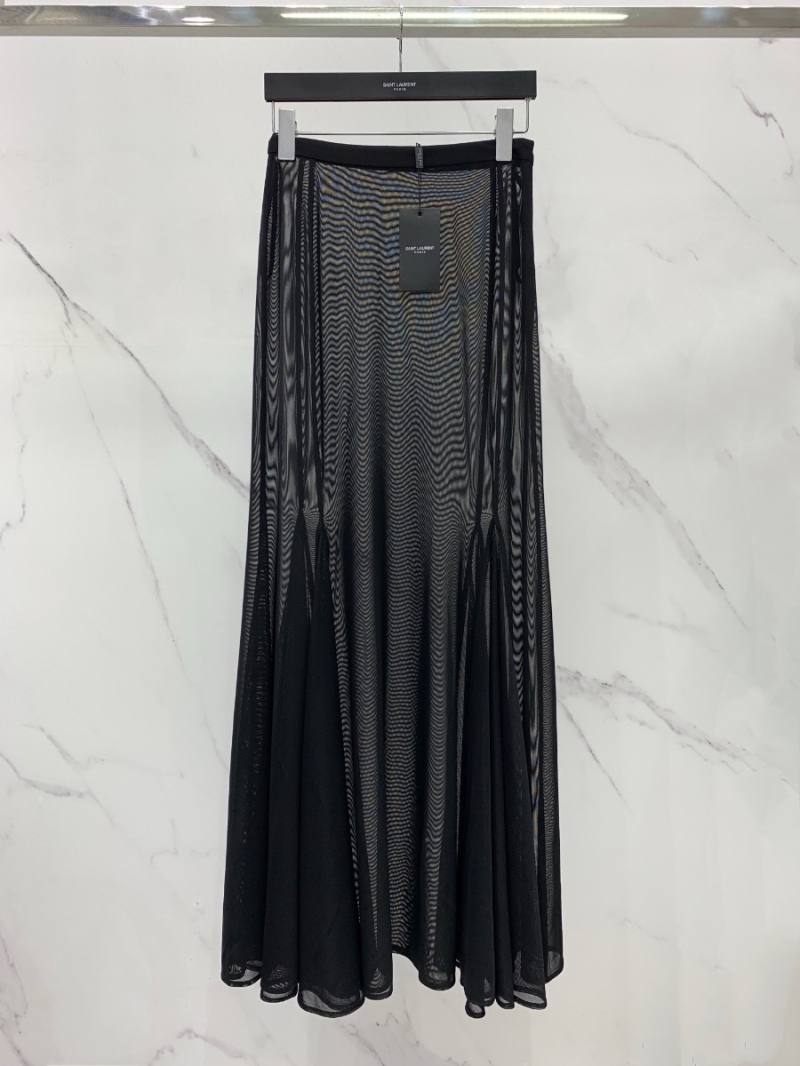 YSL Saint Laurent Tulle Mermaid Mesh Maxi Skirt