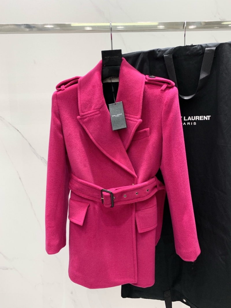 YSL SAINT LAURENT Fuchsia Full Wool Coat Jacket