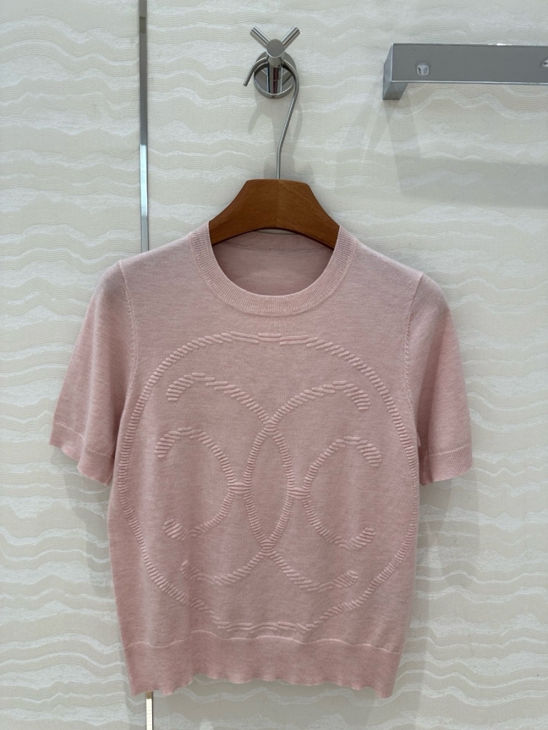 Hermes 16-Gauge Wool Knit Top with Logo Jacquard Pink - Elegant & Timeless