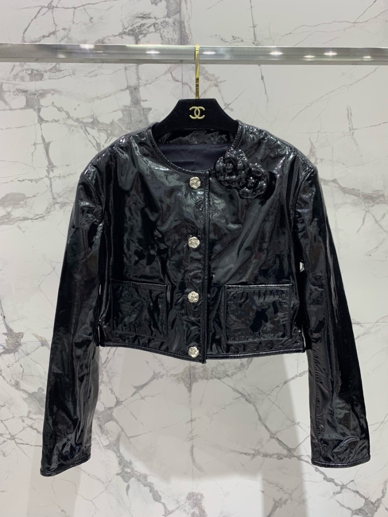 CHANEL Limited Edition Patent Sheepskin Leather Jacket