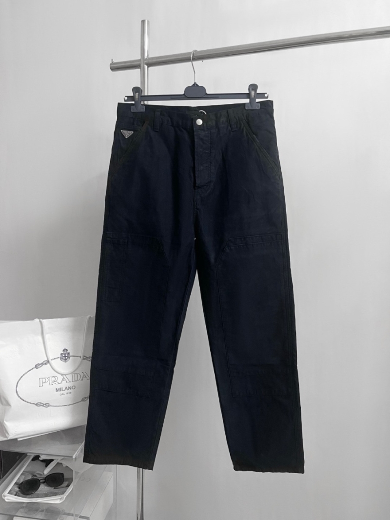 Prada Unisex Vintage Triangle Logo Workwear Denim Pants