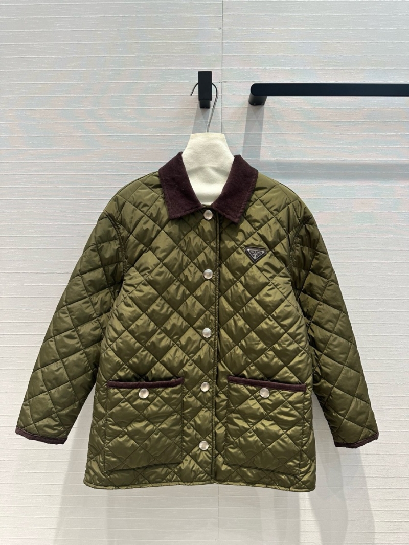 Prada Fall/Winter 2024 Double-Sided Quilted Cotton Jacket Green