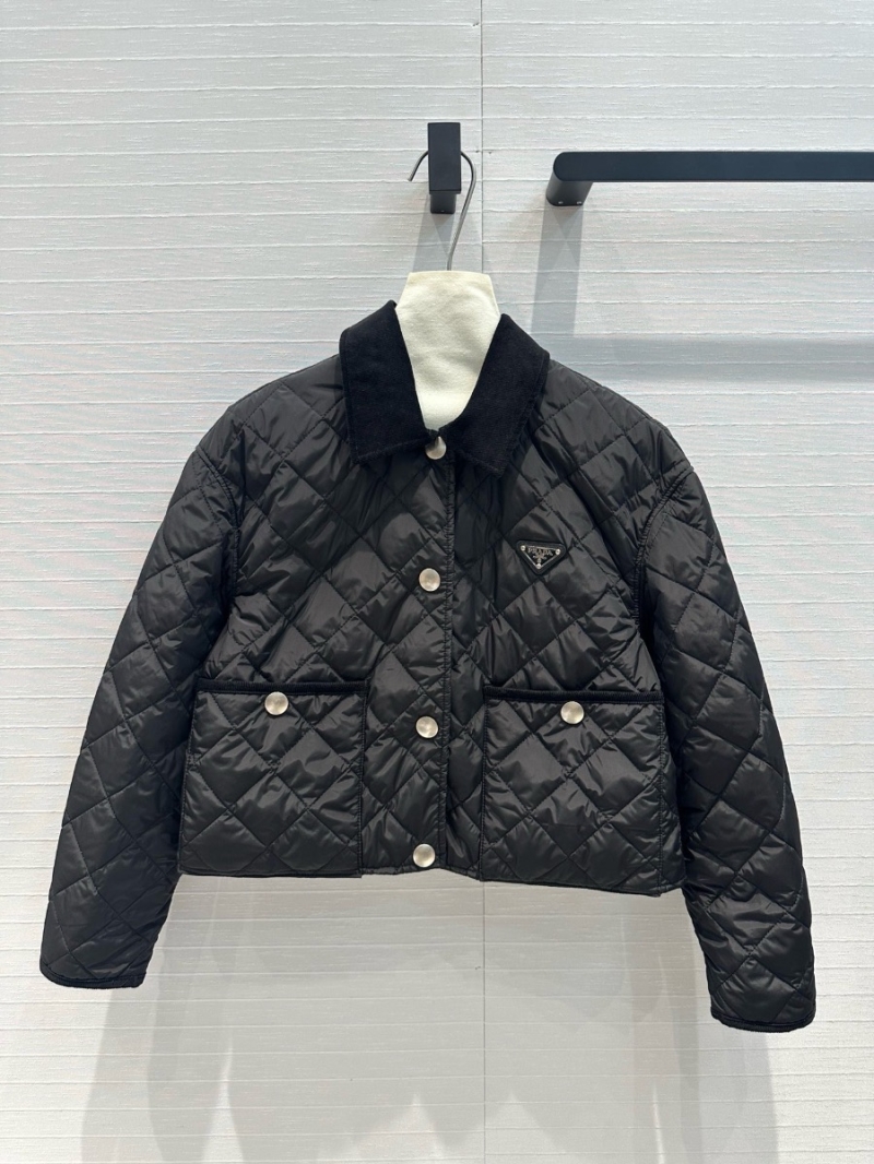 Prada Fall/Winter 2024 Double-Sided Quilted Short Cotton Jacket Black