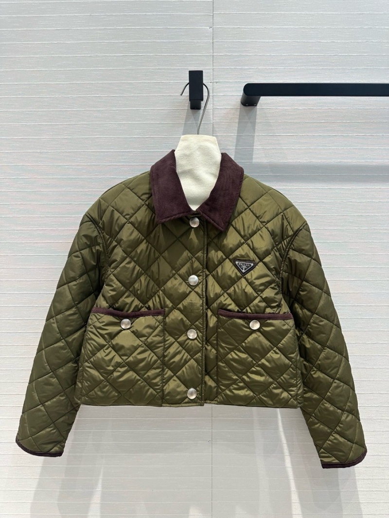 Prada Fall/Winter 2024 Double-Sided Quilted Short Cotton Jacket Green