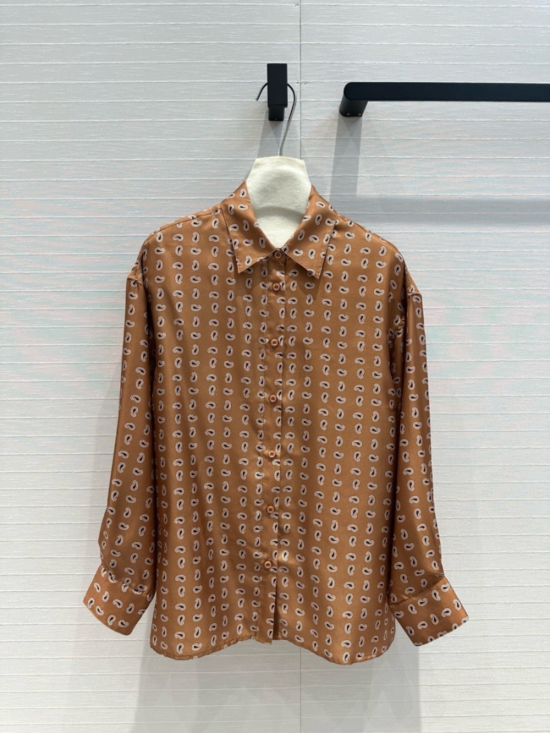 Prada Paisley Silk Shirt Camel