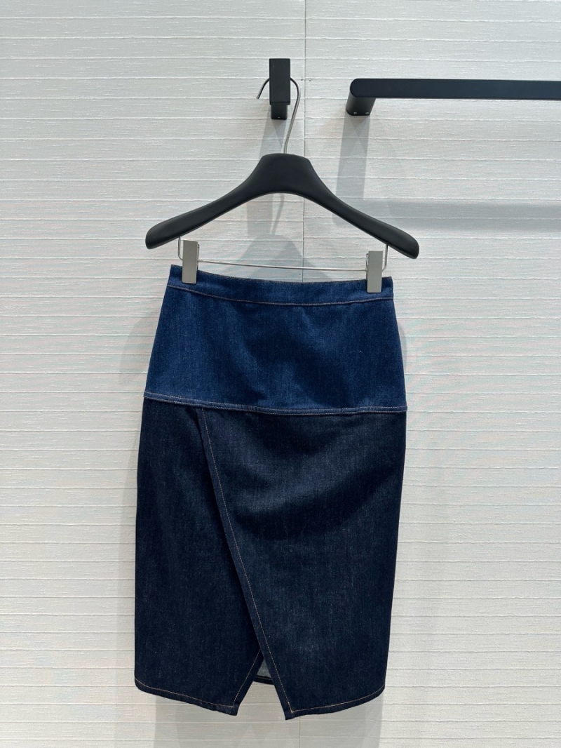 Fendi Colorblock Denim Midi Skirt