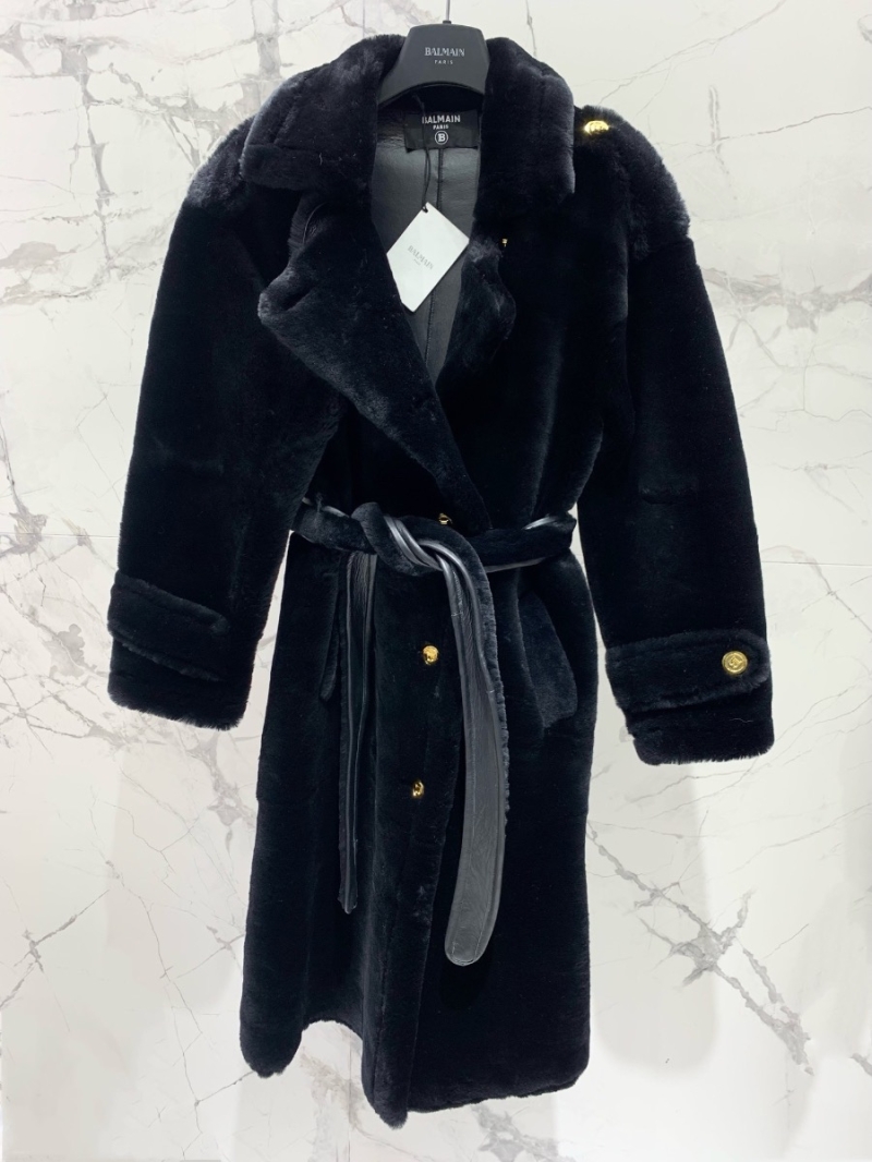Balmain Limited Edition Classic Merino Fur and Leather Coat