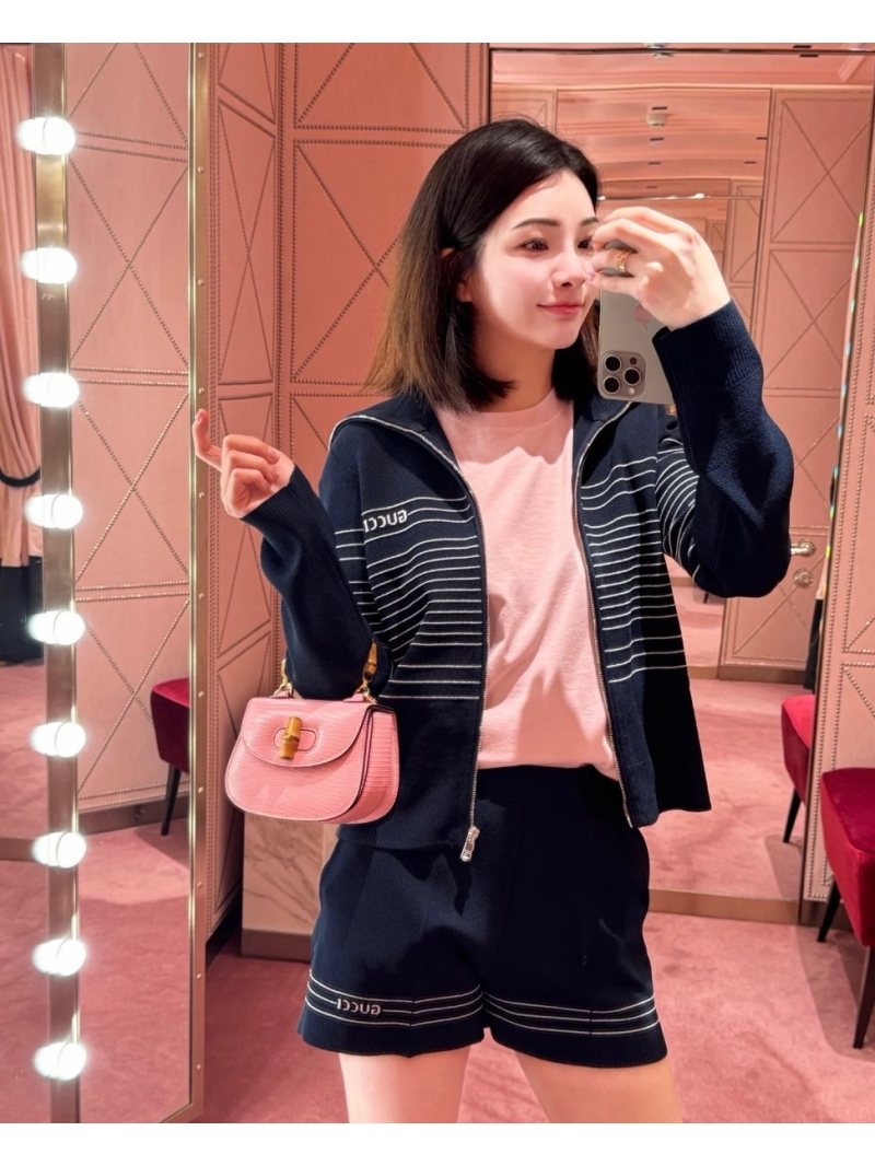 Gucci Navy Collegiate Knit Shorts