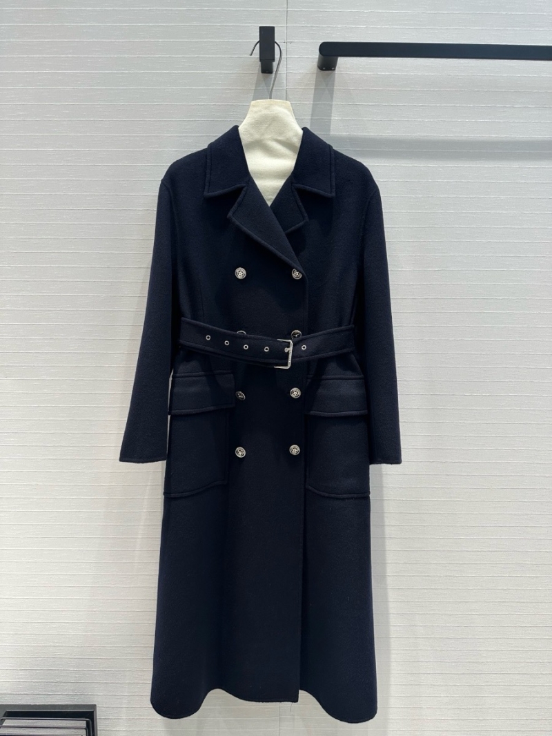 Dior Navy Blue Double-Breasted Cashmere Wool Coat