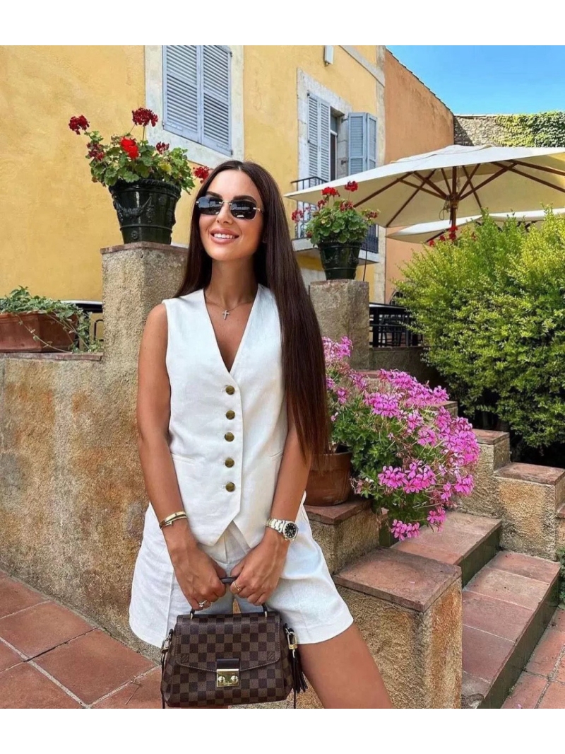 Loro Piana Exclusive Limited-Edition Linen Waistcoat & Shorts Set White