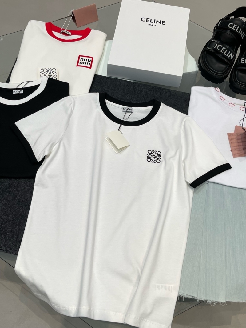 Loewe Color Block Embroidered Logo Crew Neck T-Shirt