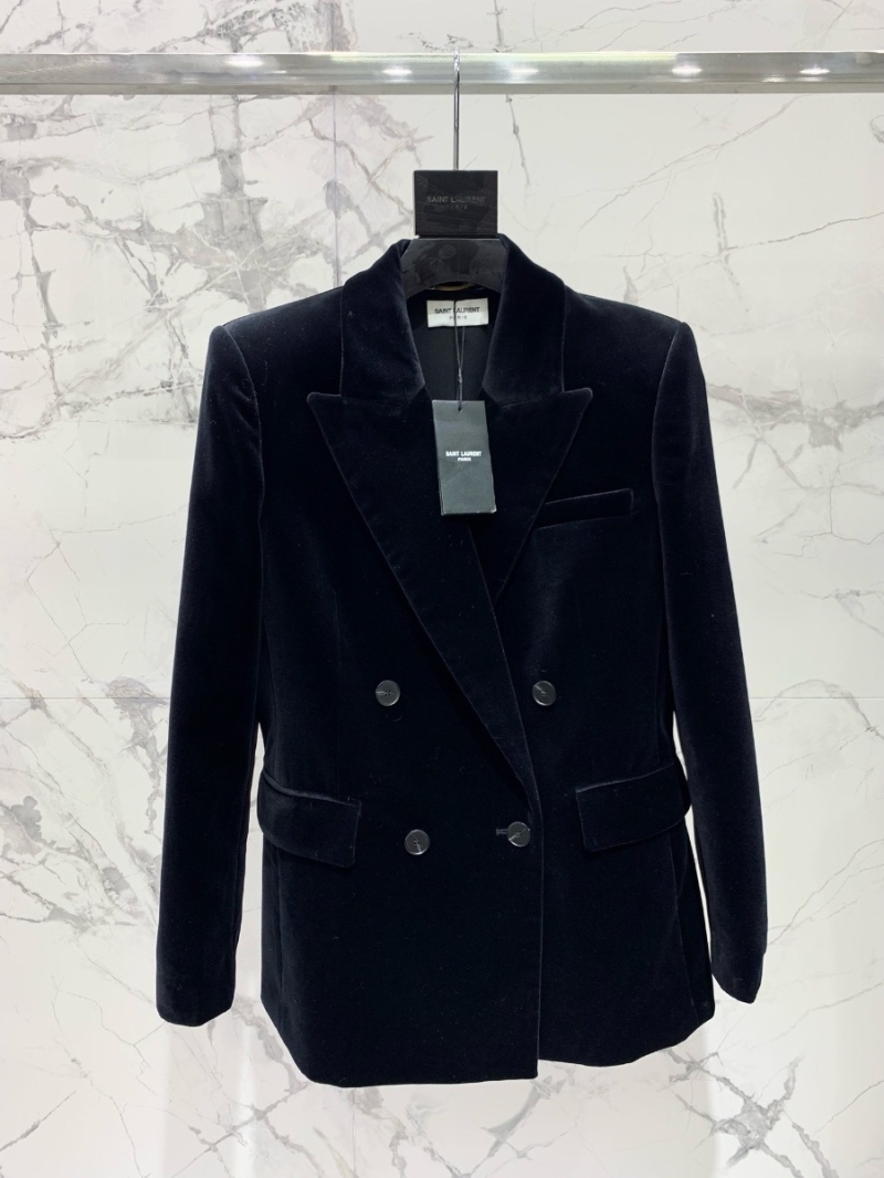 Saint Laurent YSL Double-Breasted Velvet Blazer