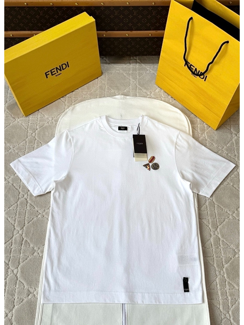 Fendi 2025SS Playful Hot Dog Embroidery T-Shirt - White