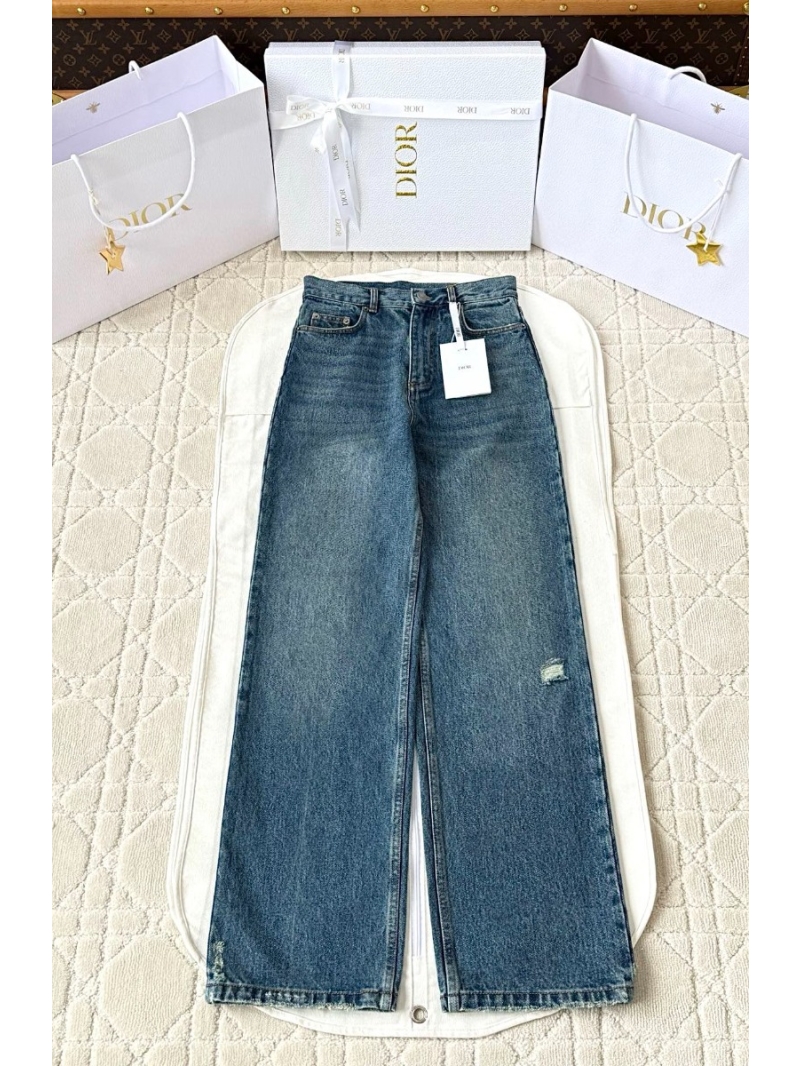 Dior CD 2025SS Chic Washed Jeans Blue