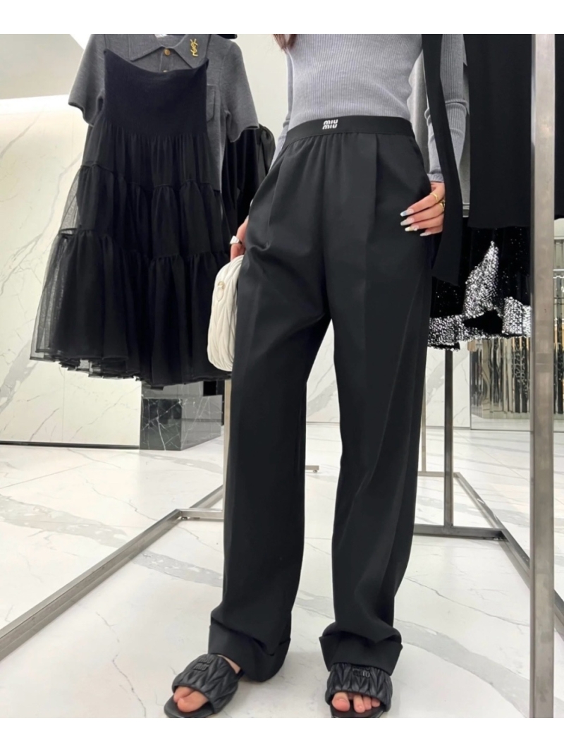 Miu Miu Grain De Poudre Black Wide-Leg Trousers