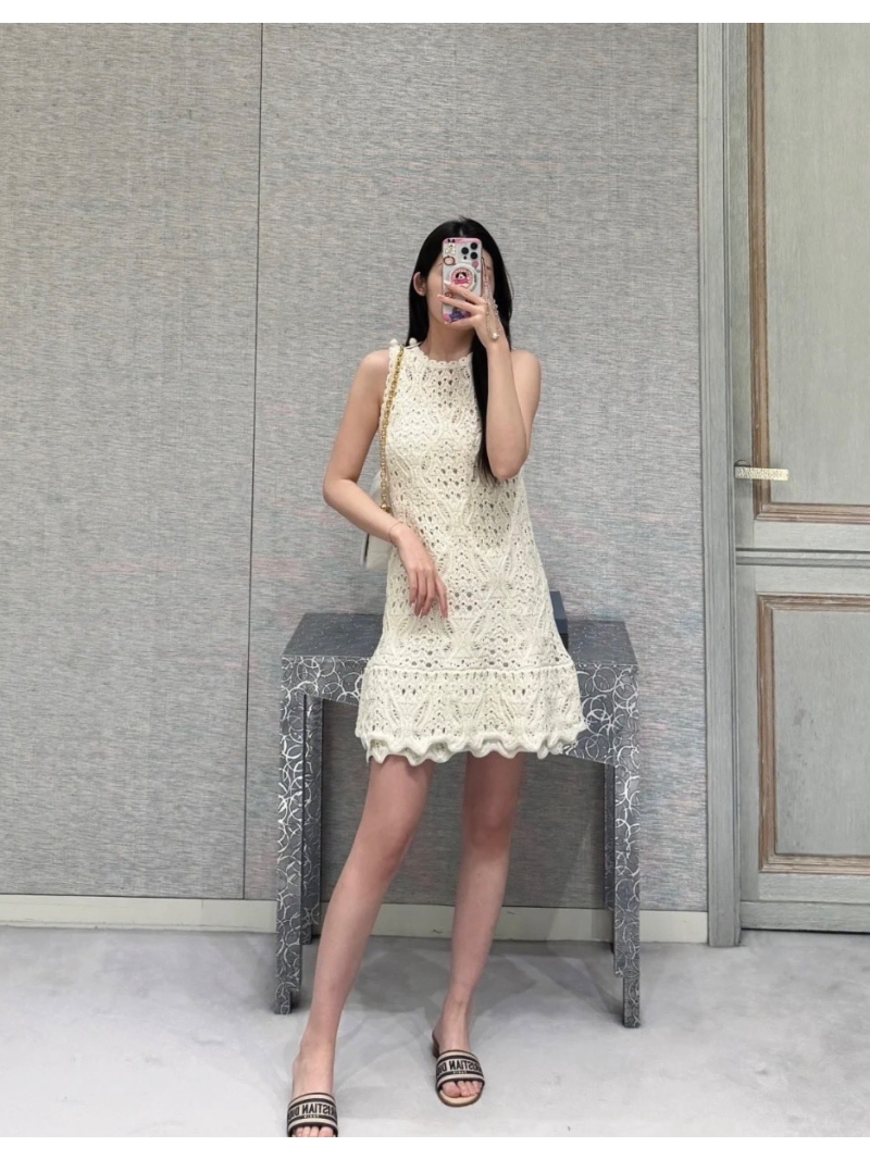Dior MissDior Exclusive Limited-Edition Openwork Cotton Knit Sleeveless Dress