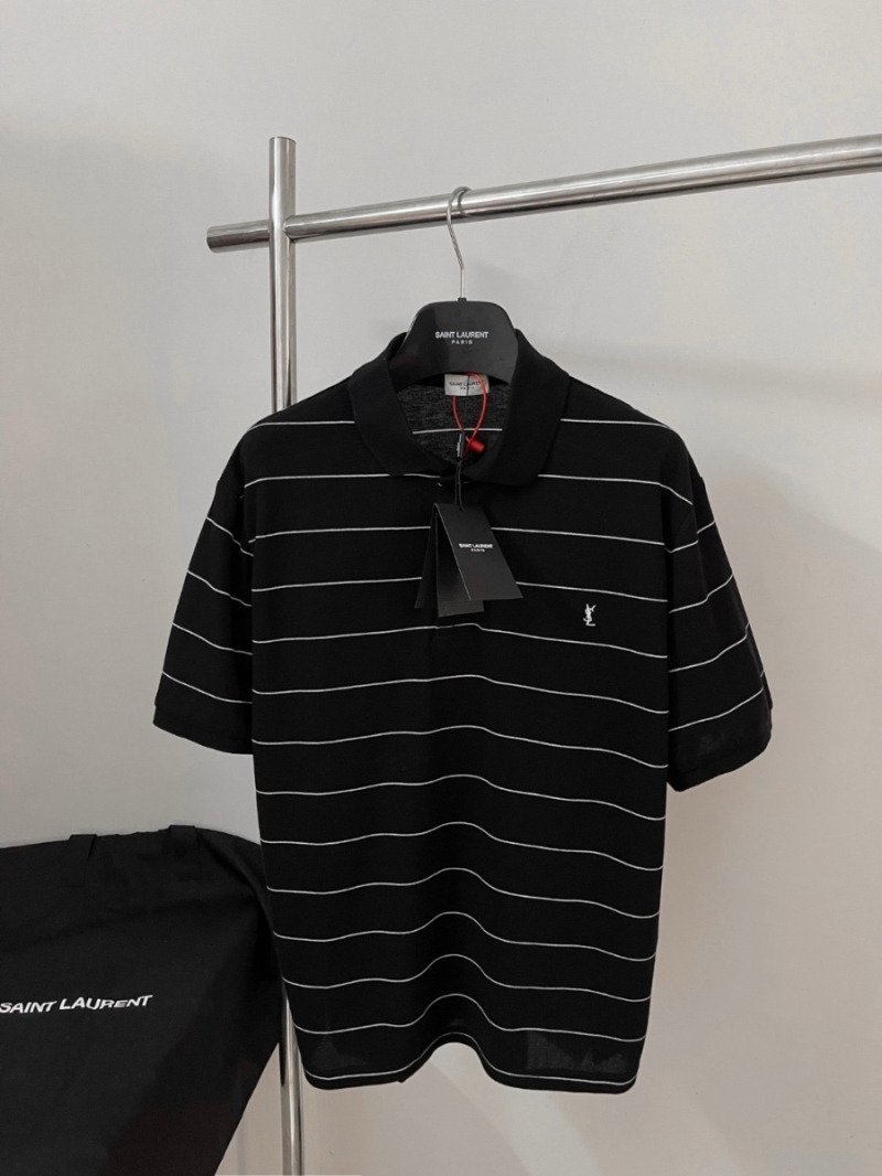 Saint Laurent YSL Striped Polo Shirt