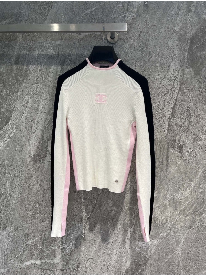Chanel Contrast Collar Wool Blend Knit Sweater | Coconeige Ski Collection
