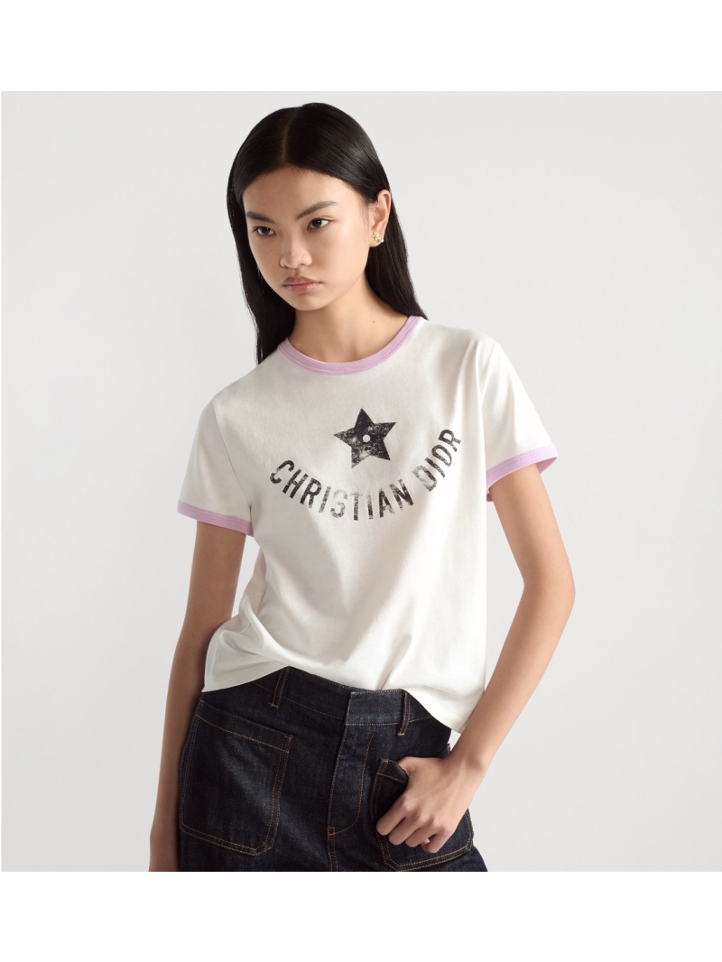 Dior MissDior Summer Lucky Star Cotton Lettering T-Shirt lilac