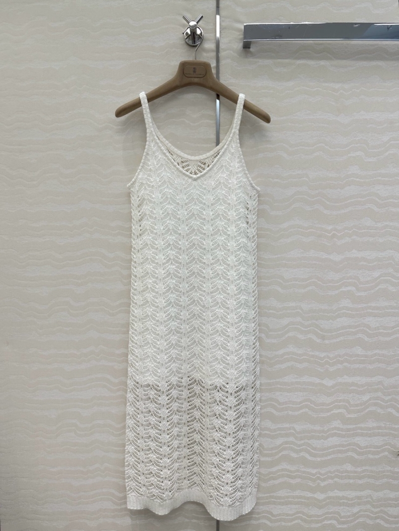 Brunello Cucinelli Exclusive Collection Openwork Sequin Knit Slip Dress