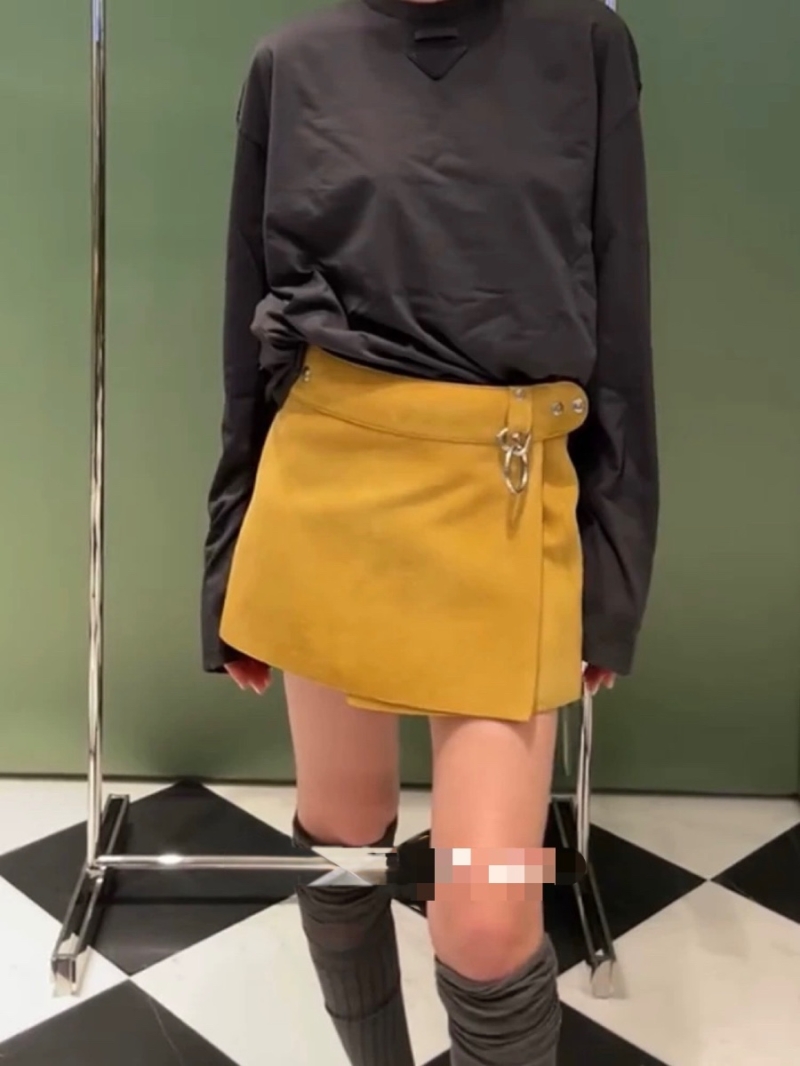 Prada Exclusive Imported Suede Lambskin Mini Skirt