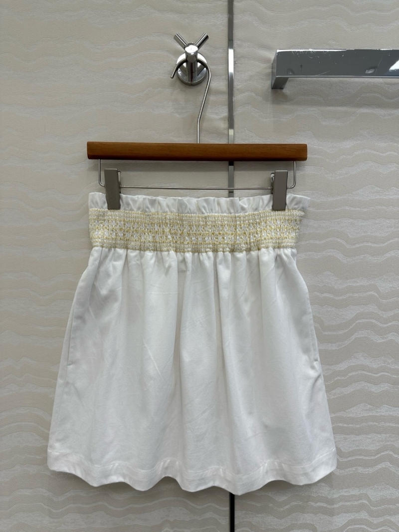 Hermes South of France Embroidered Gabardine Pleated Skirt